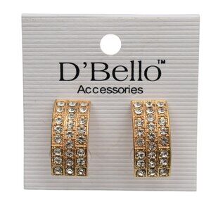 DBella Gold Tone Rhinestone Stud Earrings